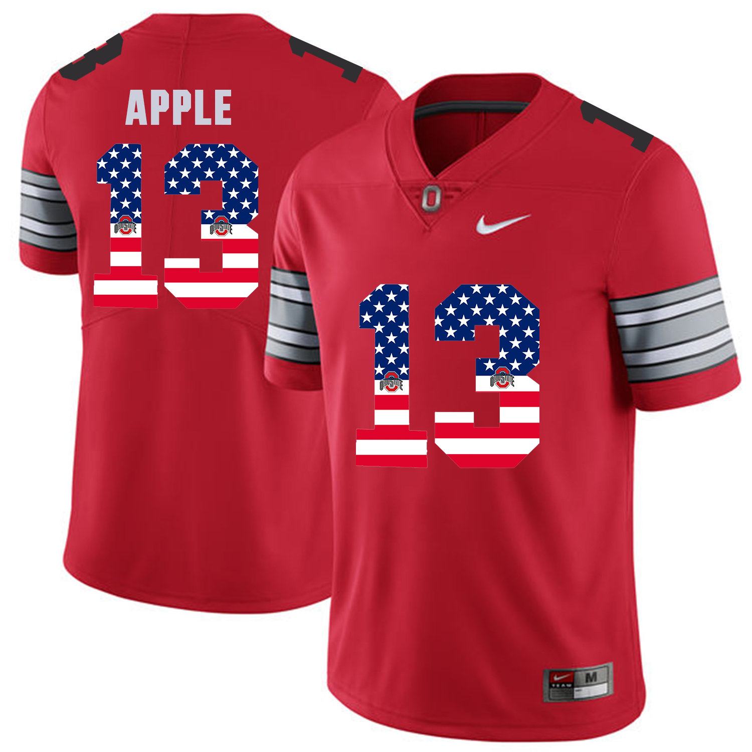 Men Ohio State #13 Apple Red Flag Customized NCAA Jerseys->customized ncaa jersey->Custom Jersey